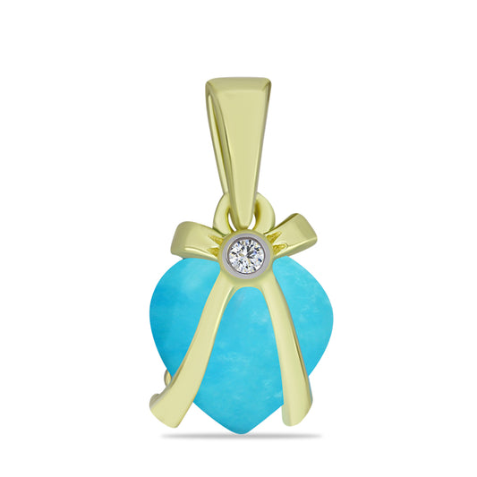 Pozlacený Stříbrný Přívěsek s Tyrkysem Sleeping Beauty a Bílým Topazem