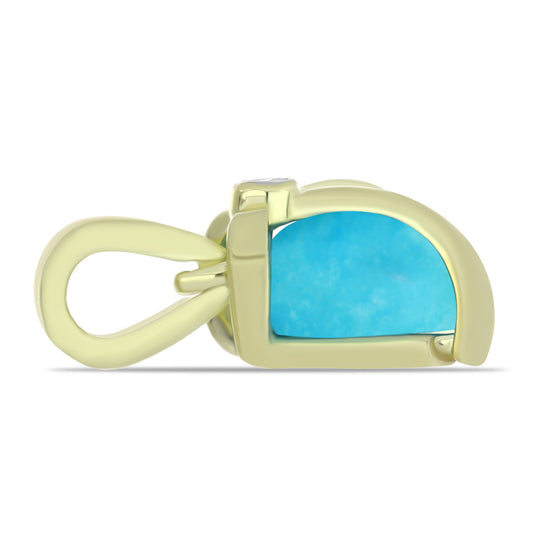 Pozlacený Stříbrný Přívěsek s Tyrkysem Sleeping Beauty a Bílým Topazem