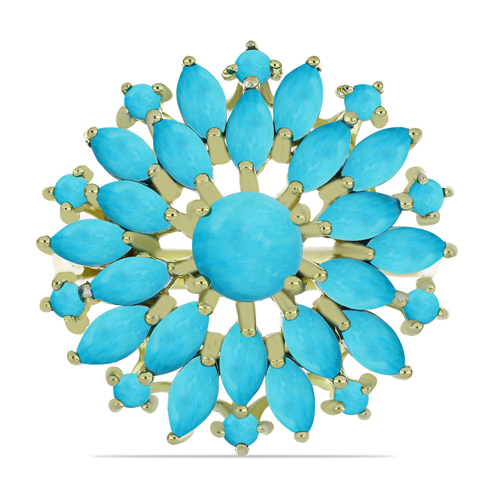 Pozlacený Stříbrný Prsten s Tyrkysem Sleeping Beauty