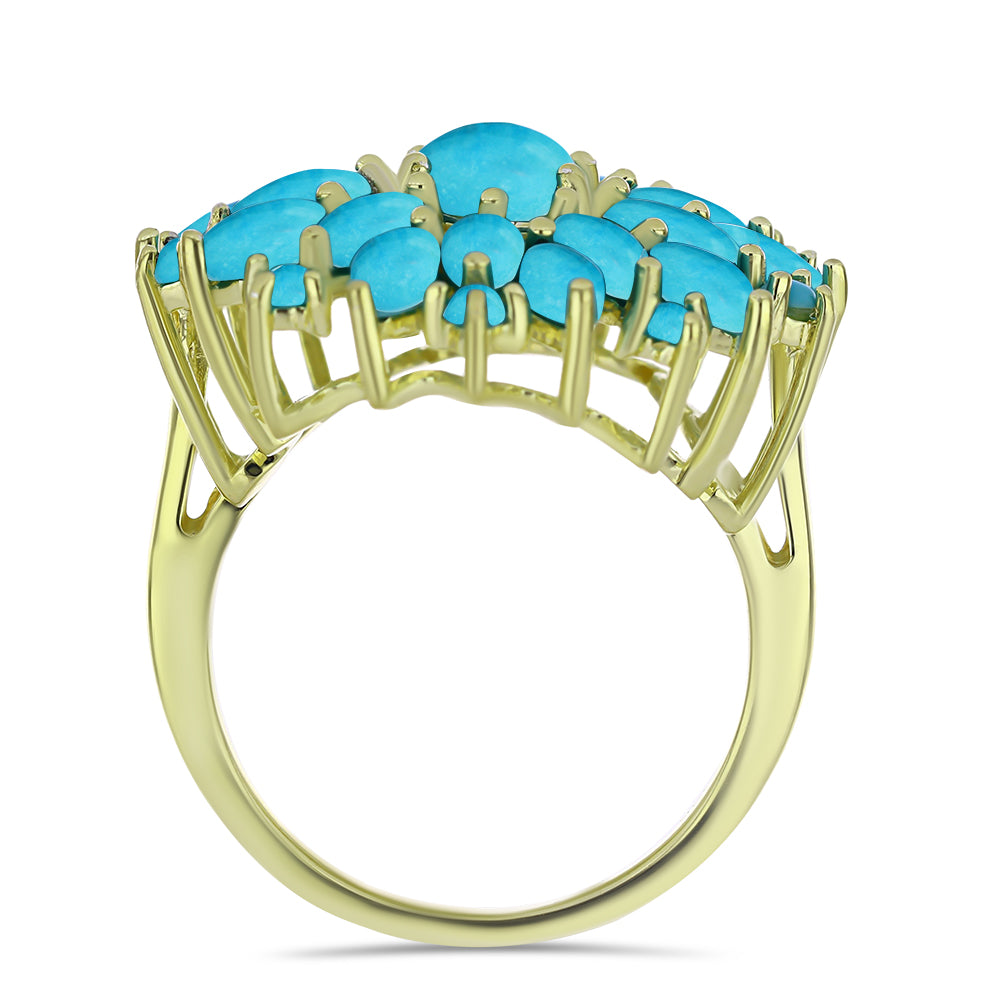 Pozlacený Stříbrný Prsten s Tyrkysem Sleeping Beauty