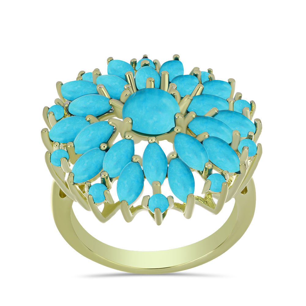 Pozlacený Stříbrný Prsten s Tyrkysem Sleeping Beauty 3 