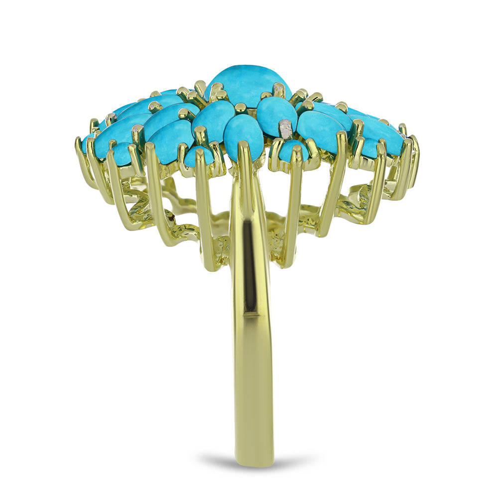 Pozlacený Stříbrný Prsten s Tyrkysem Sleeping Beauty