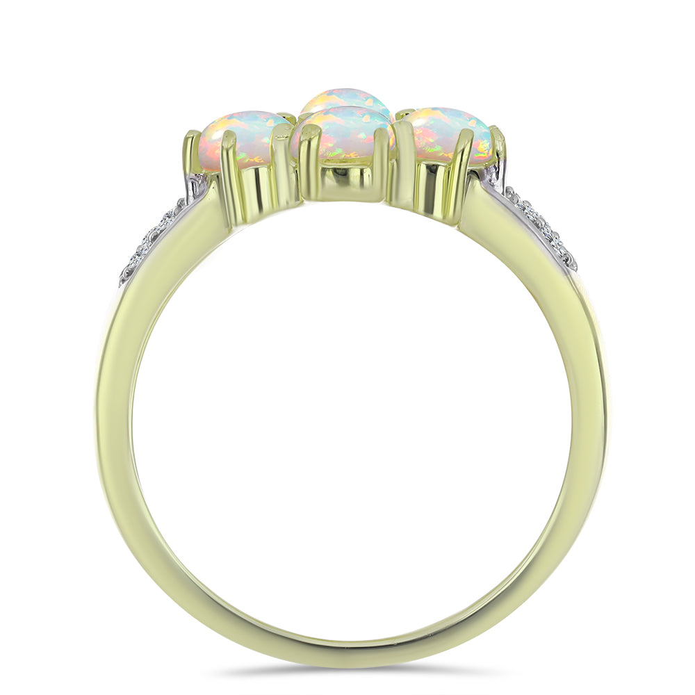 Pozlacené Stříbro 925/1000 - Prsten s Etiopským Opálem z Lega Dembi a Bílým Topazem - Karátové číslo: 1.5. přibližná hmotnost: 3.68 gramů 2 