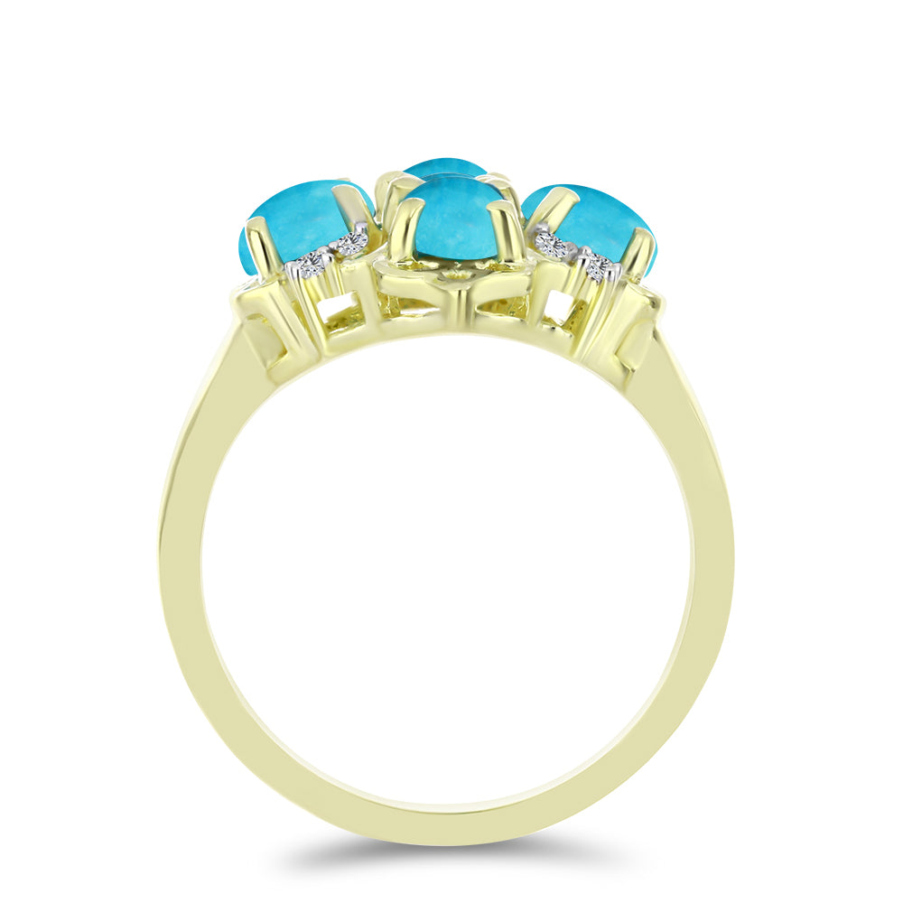 Pozlacené stříbro 925/1000 Prsten s Tyrkysem Sleeping Beauty a Bílým Topazem - Karátové číslo: 1.66. přibližná hmotnost: 3.91 gramů 2 