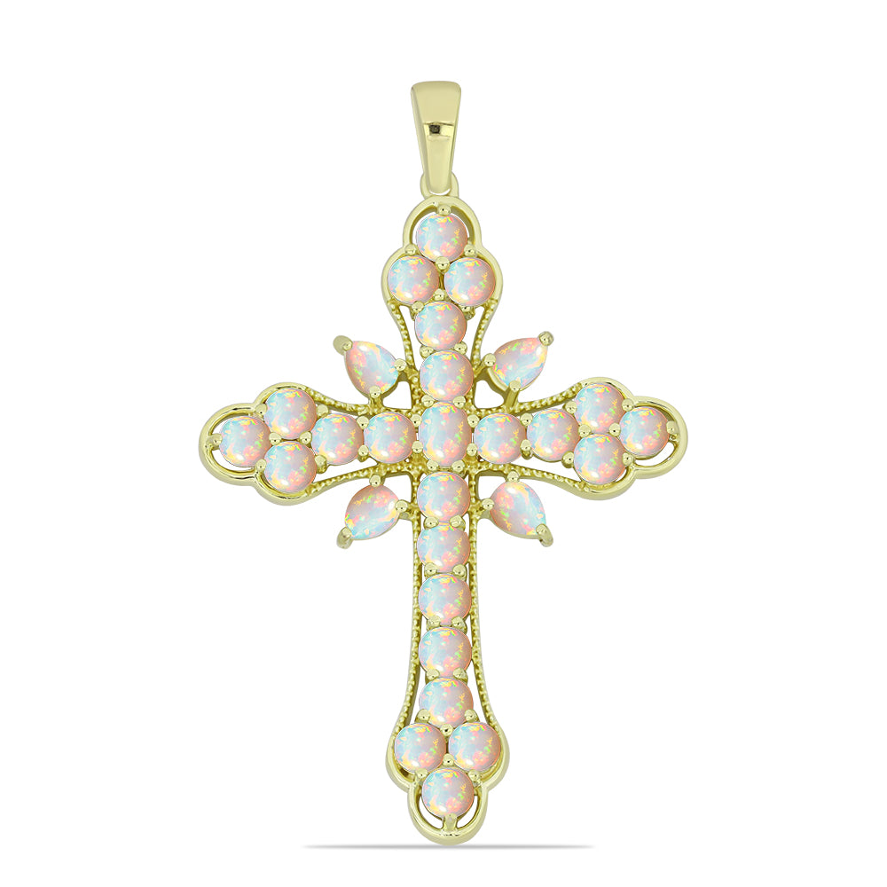 Pozlacené Stříbro 925/1000 - Přívěsek s Etiopským Opálem z Lega Dembi - Karátové číslo: 2.71. přibližná hmotnost: 5.08 gramů 1 