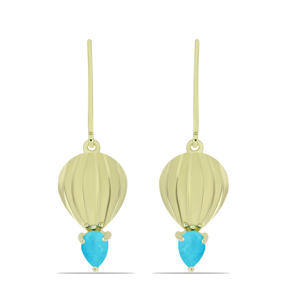 Pozlacené Stříbro 925/1000 - Náušnice s Tyrkysem Sleeping Beauty - Karátové číslo: 0.76. přibližná hmotnost: 4.19 gramů 1 