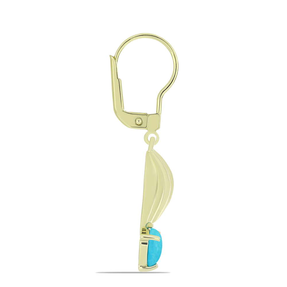 Pozlacené Stříbro 925/1000 - Náušnice s Tyrkysem Sleeping Beauty - Karátové číslo: 0.76. přibližná hmotnost: 4.19 gramů