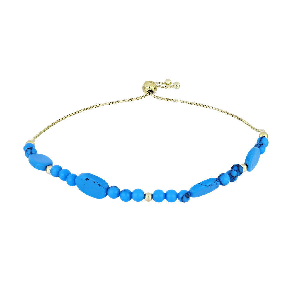 Pozlacené Stříbro 925/1000 - Náramek s Tyrkysem Sleeping Beauty - Karátové číslo: 12.55. přibližná hmotnost: 4.38 gramů