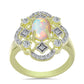 Pozlacený Stříbrný Prsten s Etiopským Opálem z Lega Dembi a Bílým Topazem