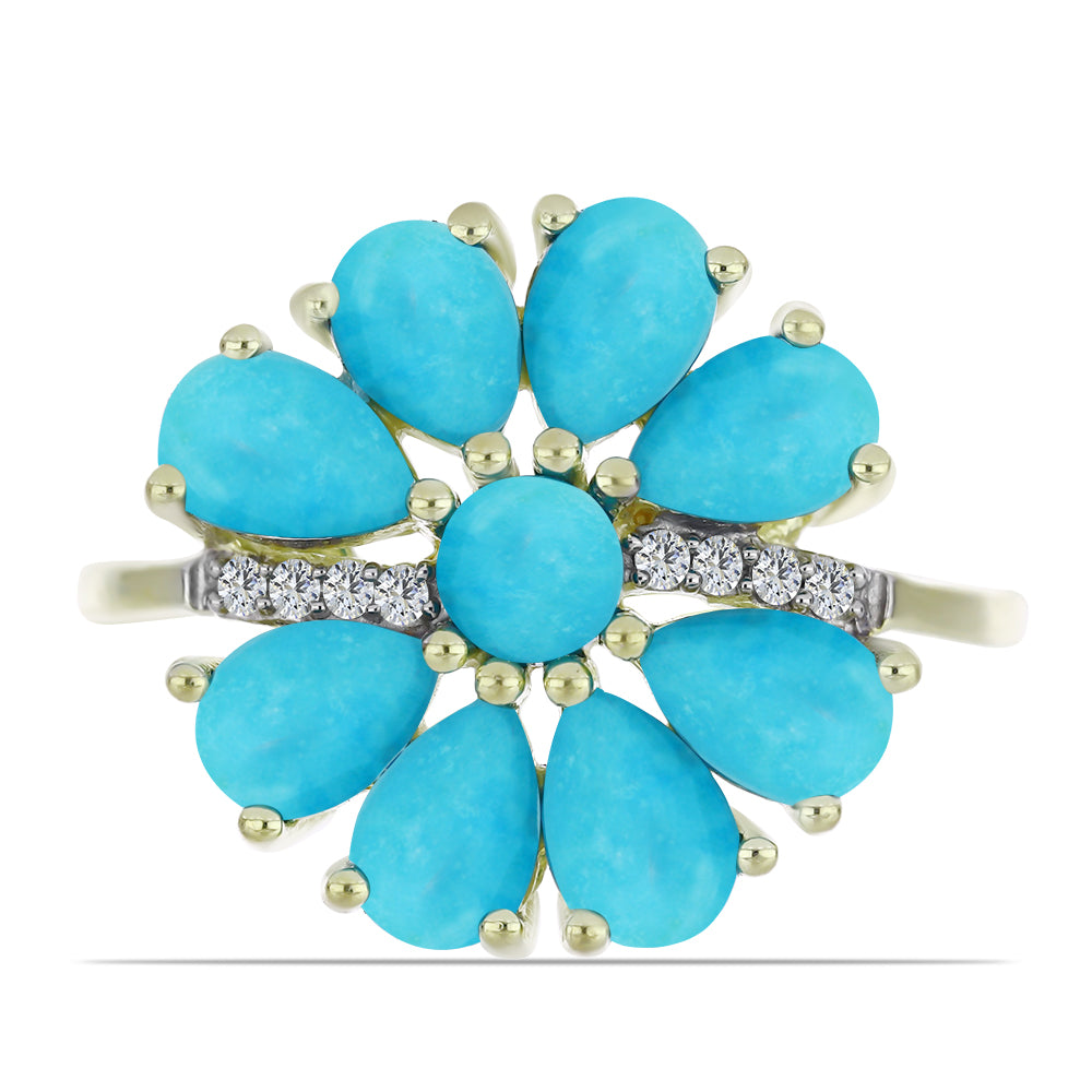 Pozlacený Stříbrný Prsten s Tyrkysem Sleeping Beauty 1 