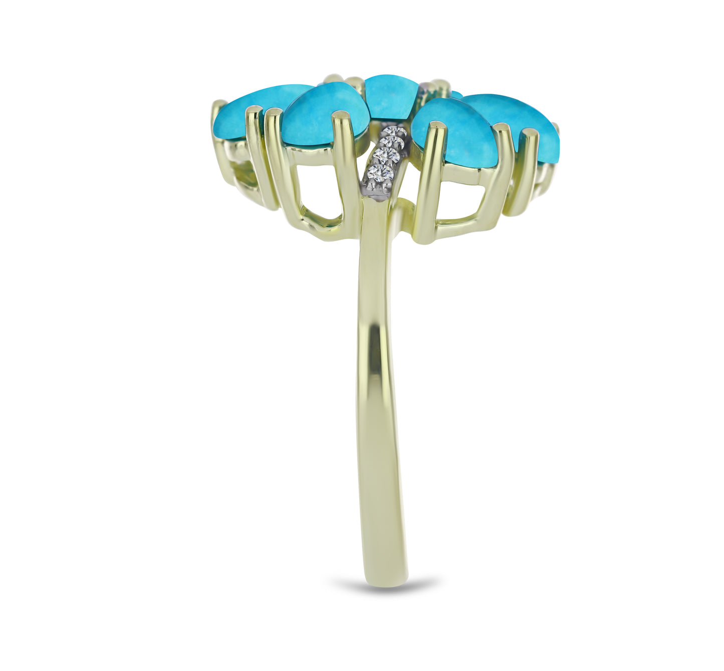 Pozlacený Stříbrný Prsten s Tyrkysem Sleeping Beauty