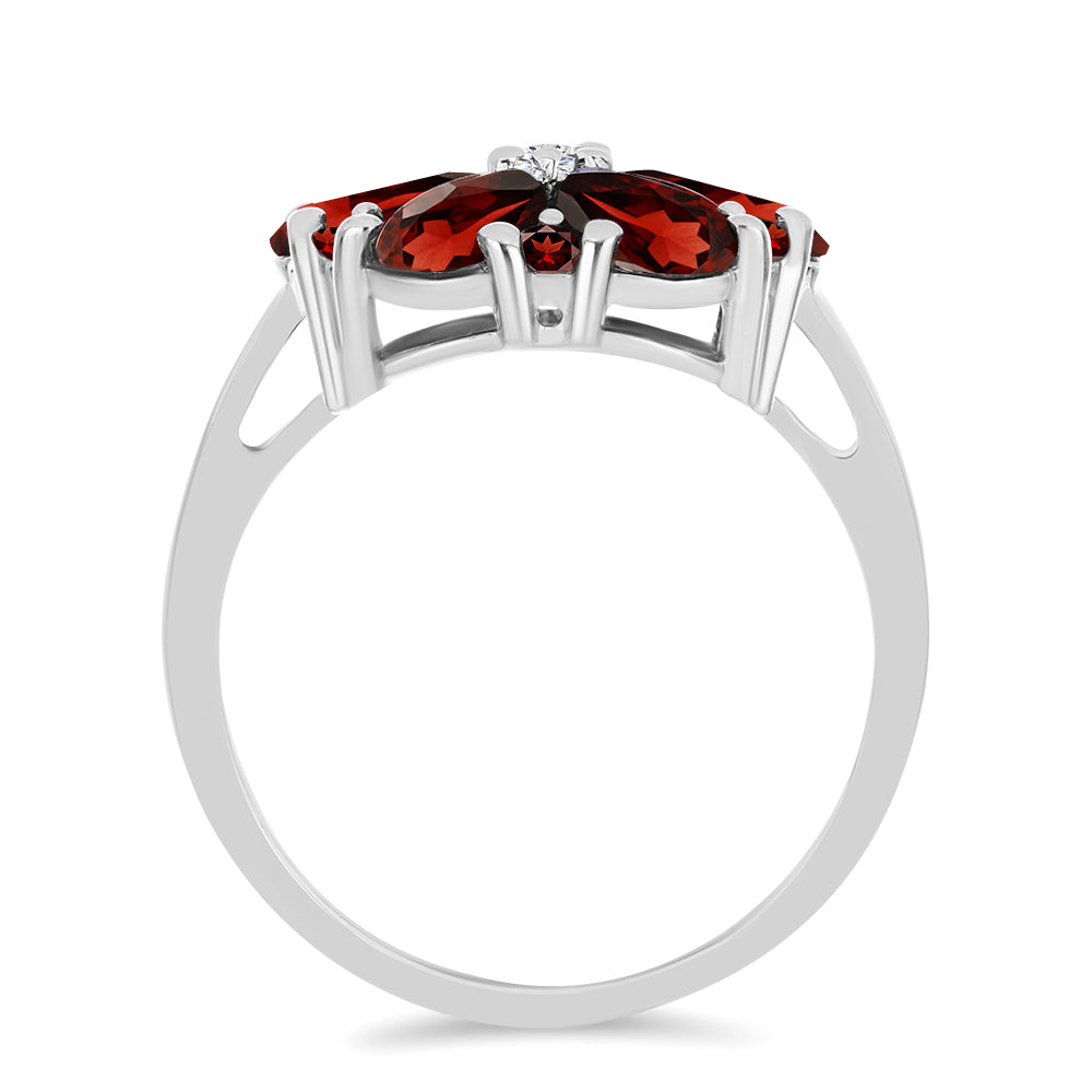 Stříbro 925/1000 - Prsten s Bartonským Granátem a Bílým Topazem - Karátové číslo: 5. přibližná hmotnost: 4.86 gramů 2 