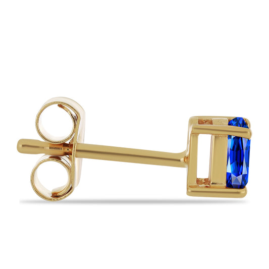 Pozlacené stříbro 925/1000 Náušnice s Australským Modrým Safírem - Karátové číslo: 0.75. přibližná hmotnost: 0.85 gramů