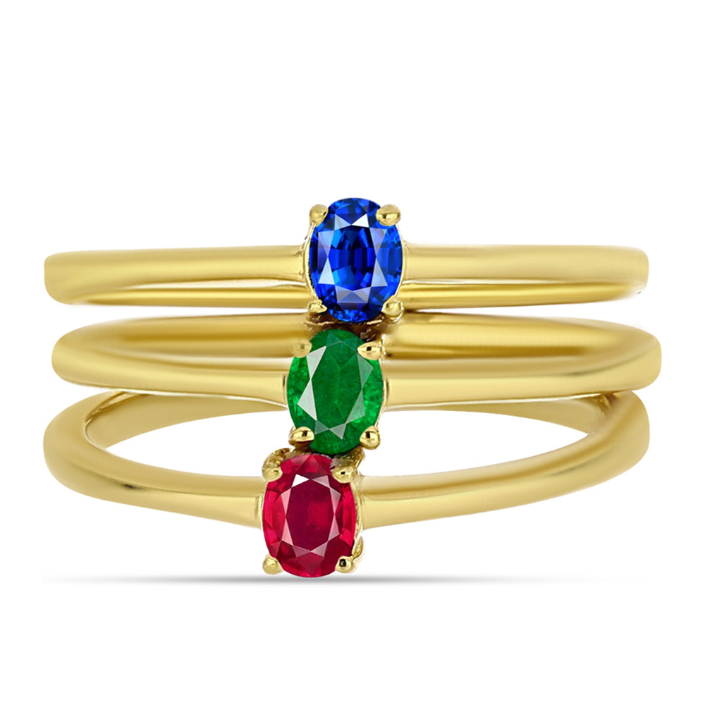 Pozlacené Stříbro 925/1000 - Sada s Umělým Rubínem a Umělým Smaragdem - Karátové číslo: 0.48. přibližná hmotnost: 4.64 gramů ( Prsten )