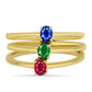Pozlacené Stříbro 925/1000 - Sada s Umělým Rubínem a Umělým Smaragdem - Karátové číslo: 0.48. přibližná hmotnost: 4.64 gramů ( Prsten )