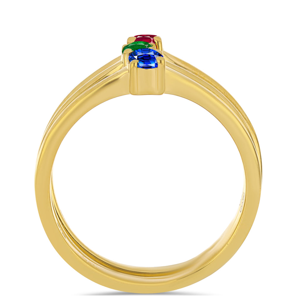 Pozlacené Stříbro 925/1000 - Sada s Umělým Rubínem a Umělým Smaragdem - Karátové číslo: 0.48. přibližná hmotnost: 4.64 gramů ( Prsten ) 2 