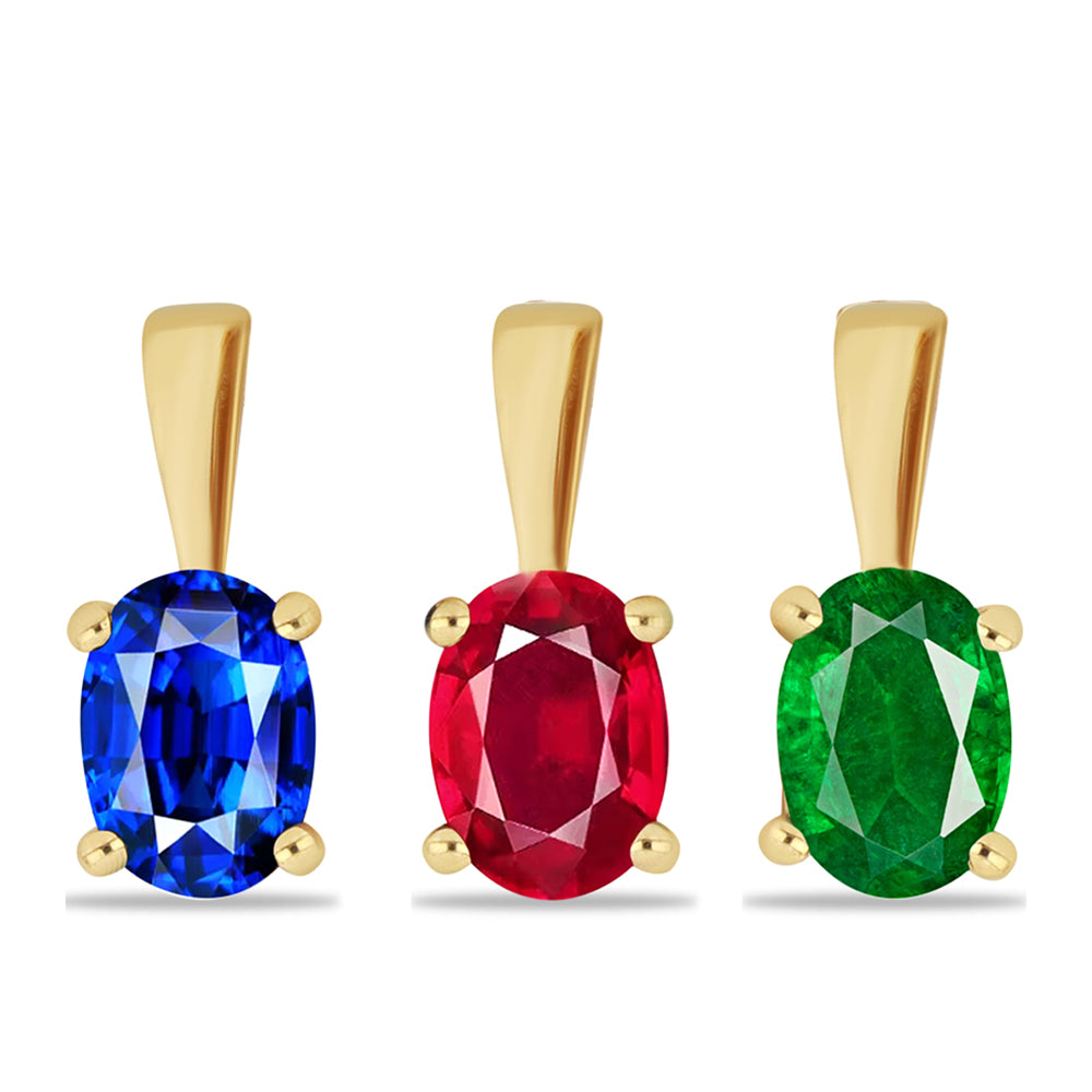 Pozlacené Stříbro 925/1000 - Sada s Umělým Rubínem a Umělým Smaragdem - Karátové číslo: 2.82. přibližná hmotnost: 1.8 gramů ( Přívěsek ) 1 