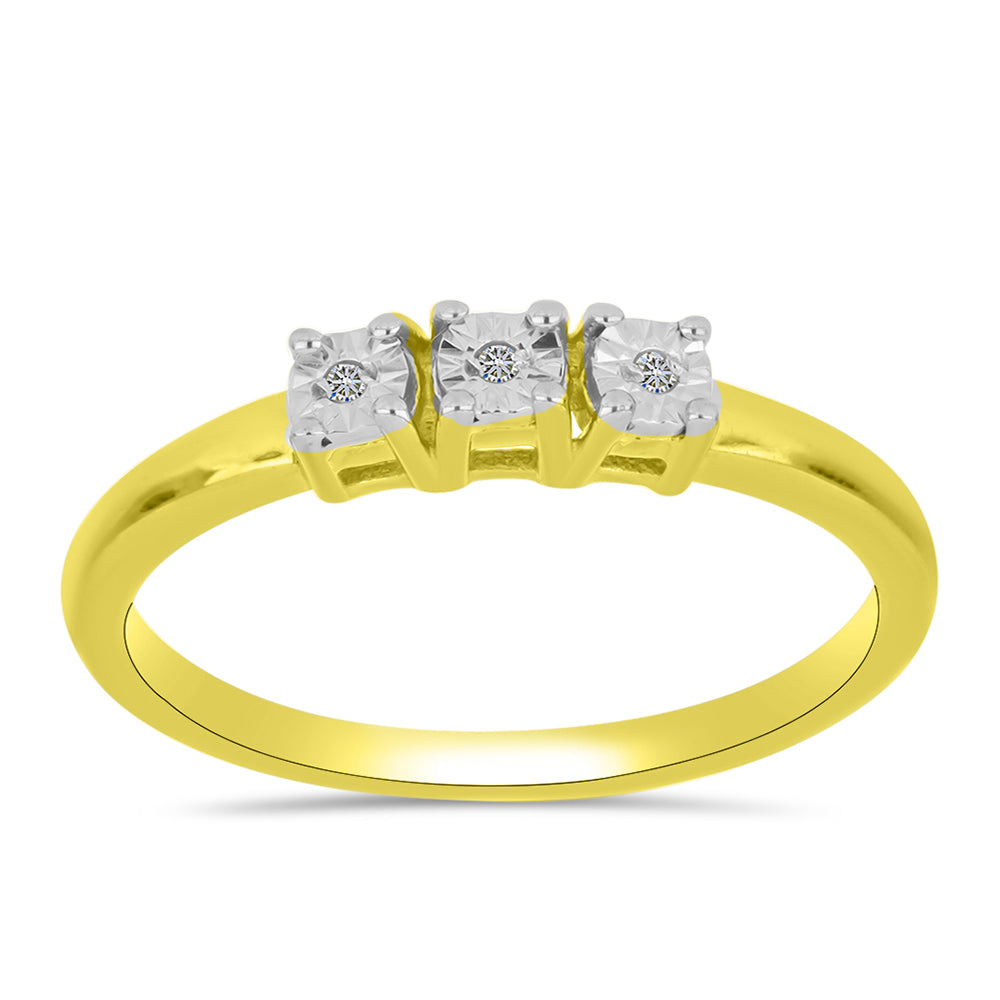 Pozlacený 925 / 1000 Sterlingové Stříbro Prsten s Bílým Diamantem 3 