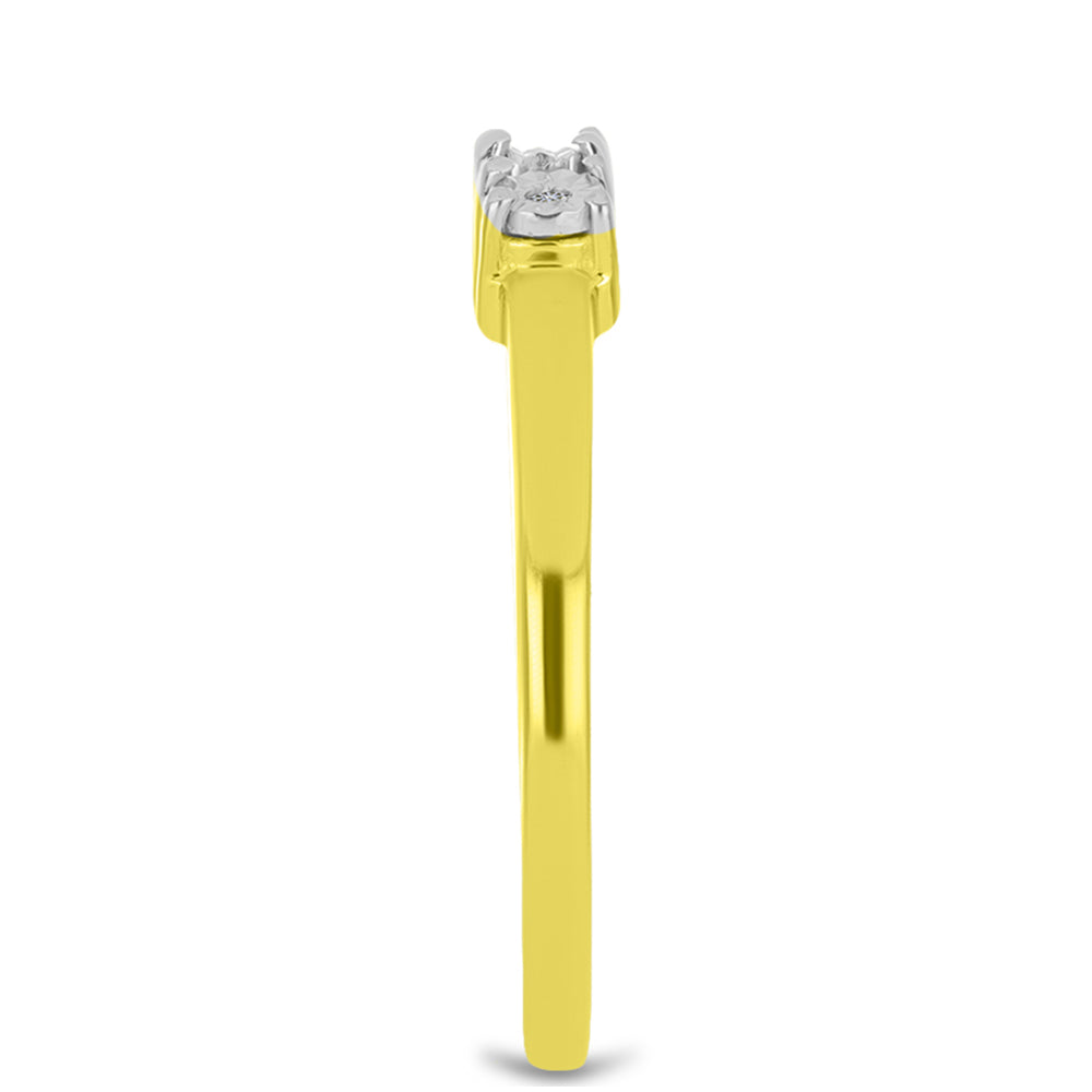 Pozlacený 925 / 1000 Sterlingové Stříbro Prsten s Bílým Diamantem 4 