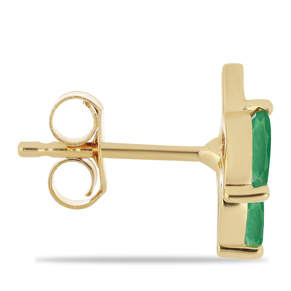 Pozlacené Stříbro 925/1000 - Náušnice s Brazilským Smaragdem - Karátové číslo: 0.85. přibližná hmotnost: 1.34 gramů 2 