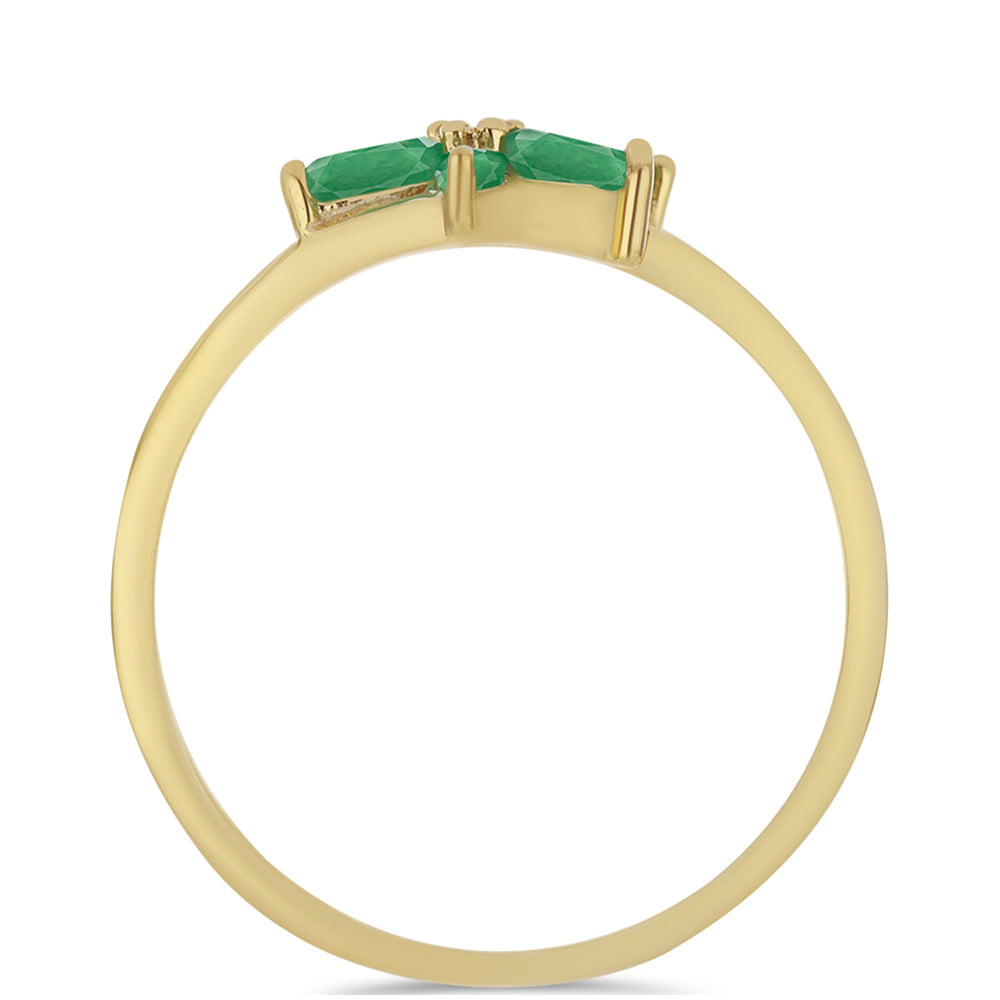 Pozlacený Stříbrný Prsten s Brazilským Smaragdem a Bílým Zirkonem