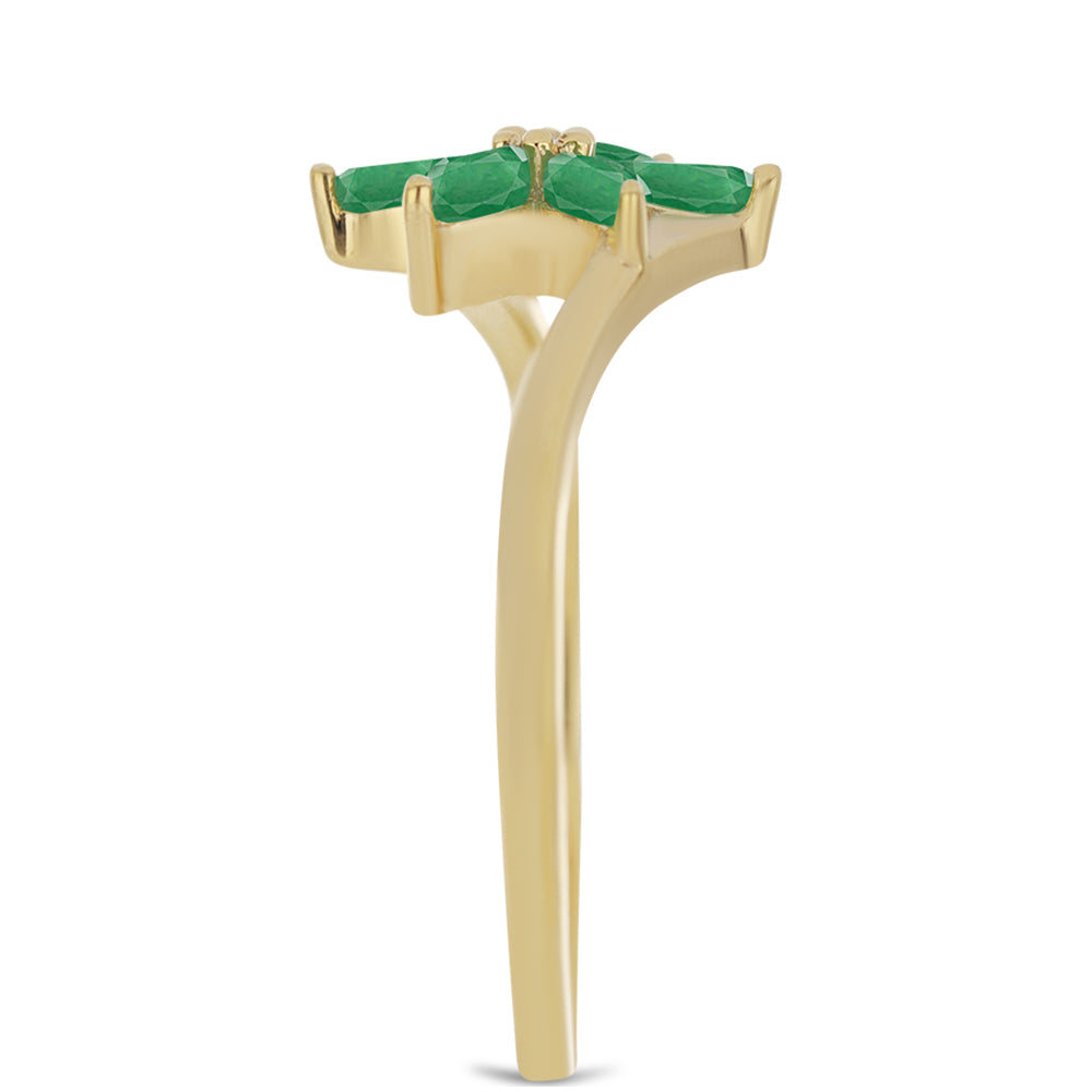 Pozlacený Stříbrný Prsten s Brazilským Smaragdem a Bílým Zirkonem