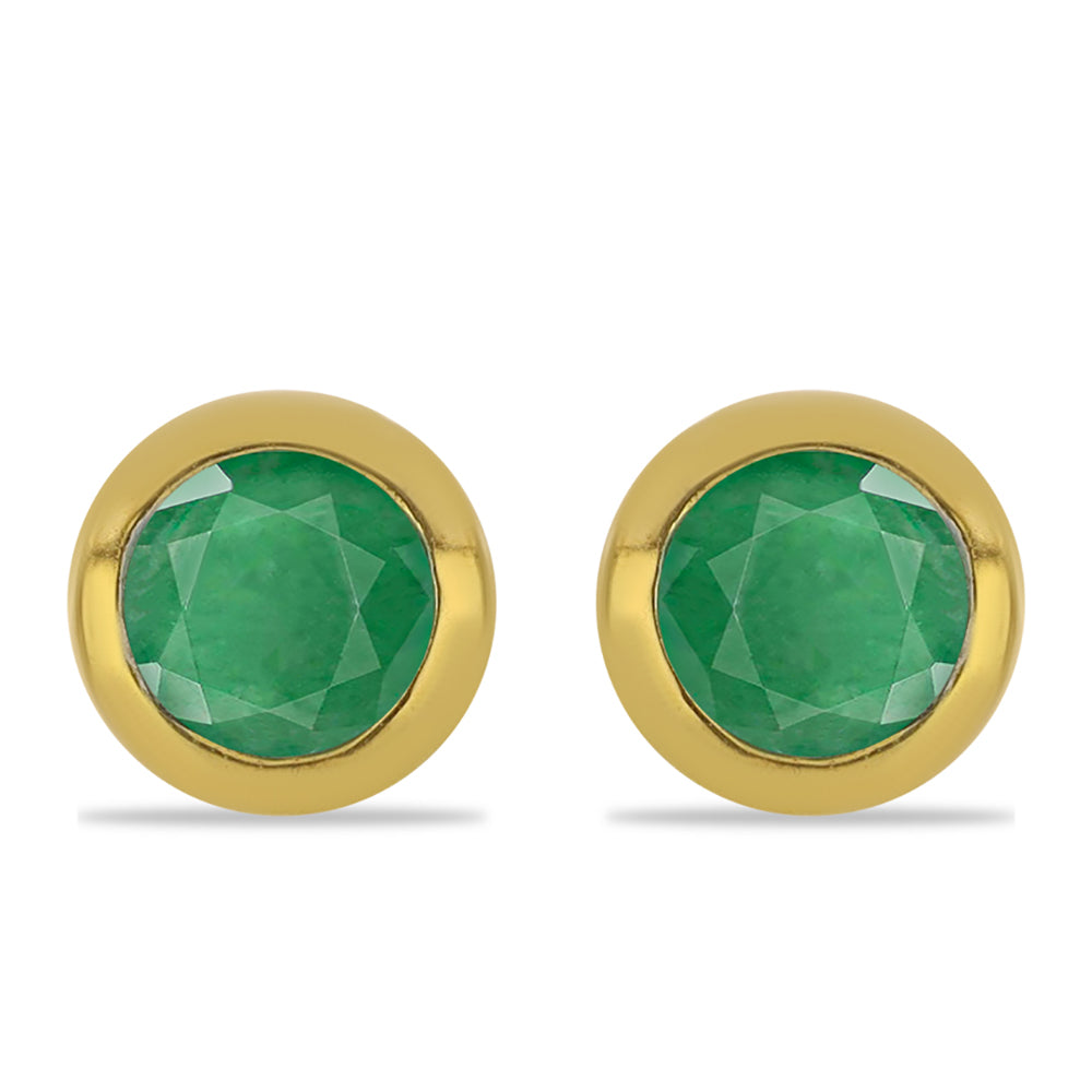Pozlacené Stříbrné Náušnice s Brazilským Smaragdem