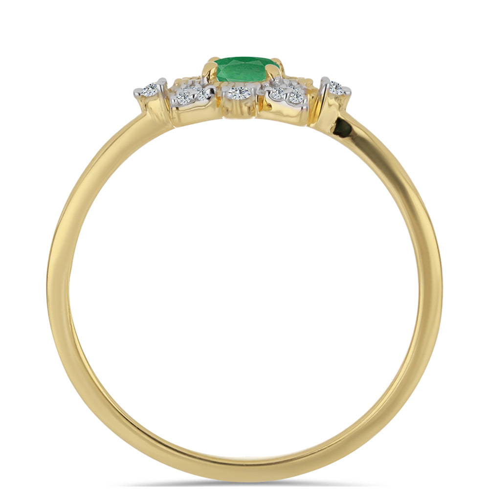 Pozlacený Stříbrný Prsten s Brazilským Smaragdem a Bílým Zirkonem 2 