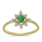 Pozlacený Stříbrný Prsten s Brazilským Smaragdem a Bílým Zirkonem