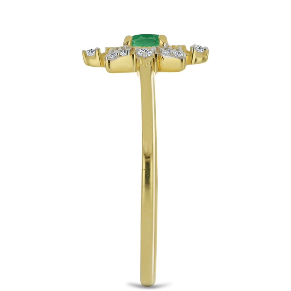 Pozlacený Stříbrný Prsten s Brazilským Smaragdem a Bílým Zirkonem 4 