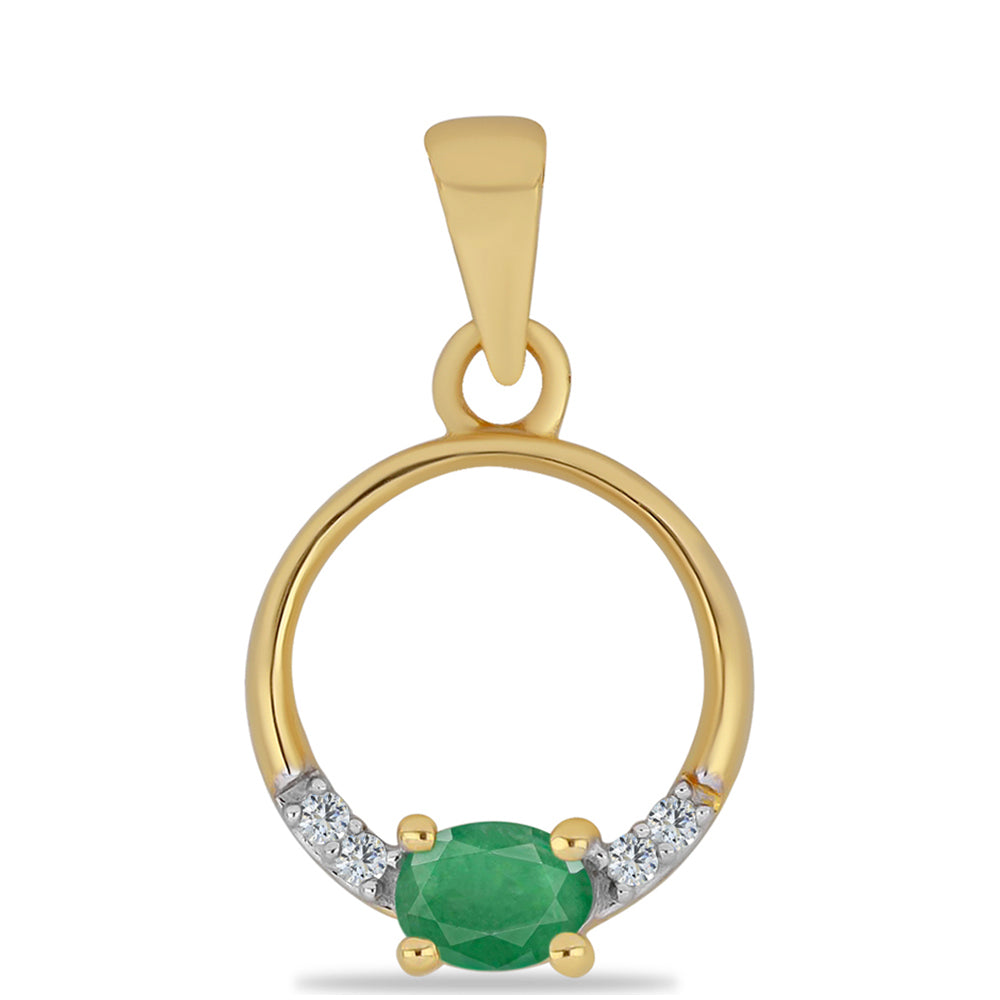 Pozlacený Stříbrný Přívěsek s Brazilským Smaragdem a Bílým Zirkonem