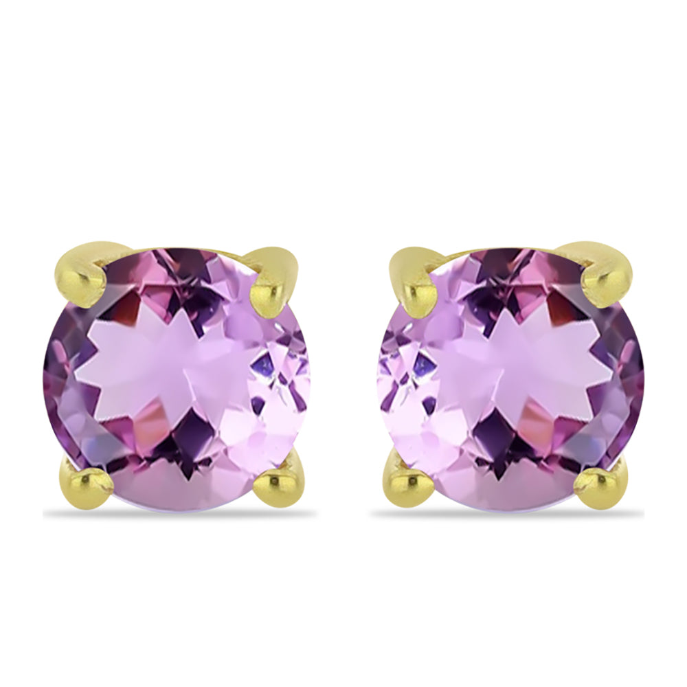 Pozlacené Stříbrné Náušnice s Rose de France Ametystem 1 