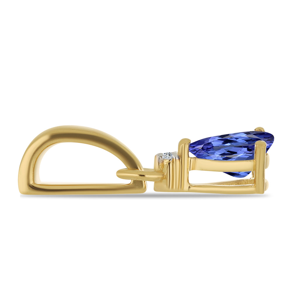 Pozlacený Stříbrný Přívěsek s Tanzanitem a Bílým Diamantem 2 