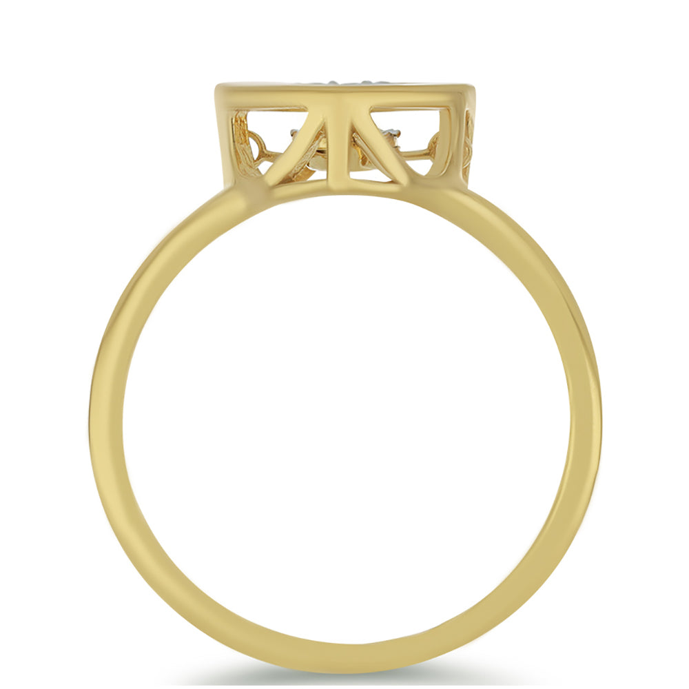 Pozlacené Stříbro 925/1000 - Prsten s Bílým Diamantem a Bílým Zirkonem - Karátové číslo: 0.05. přibližná hmotnost: 2.57 gramů