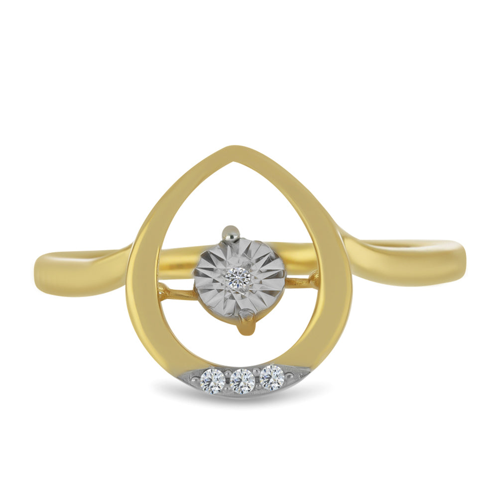 Pozlacený Stříbrný Prsten s Bílým Diamantem a Bílým Zirkonem 1 