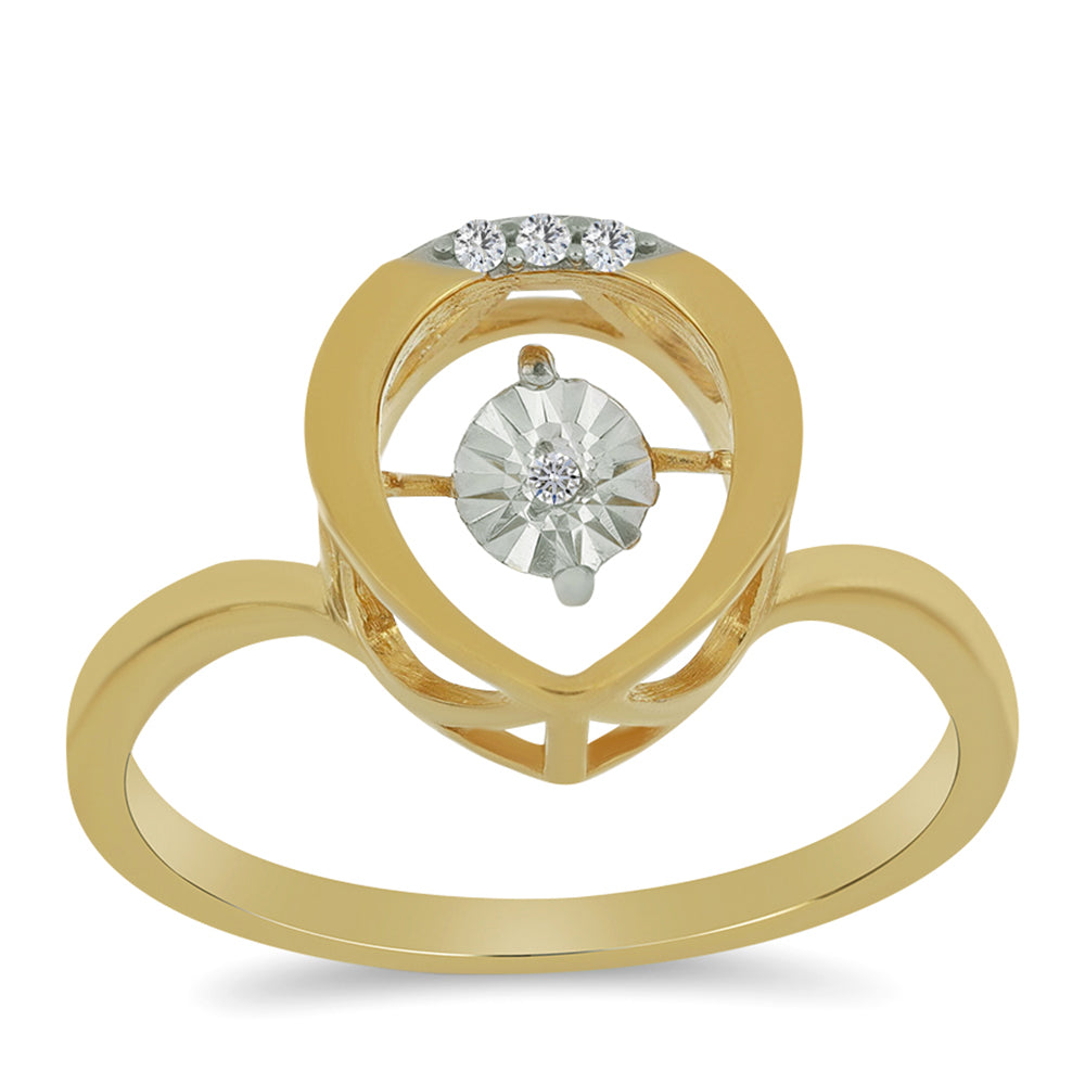 Pozlacený Stříbrný Prsten s Bílým Diamantem a Bílým Zirkonem