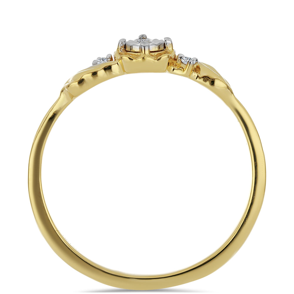 Pozlacené Stříbro 925/1000 - Prsten s Bílým Diamantem a Bílým Zirkonem - Karátové číslo: 0.04. přibližná hmotnost: 1.53 gramů 2 