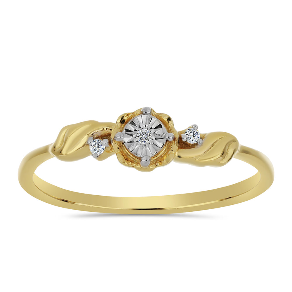 Pozlacené Stříbro 925/1000 - Prsten s Bílým Diamantem a Bílým Zirkonem - Karátové číslo: 0.04. přibližná hmotnost: 1.53 gramů 3 