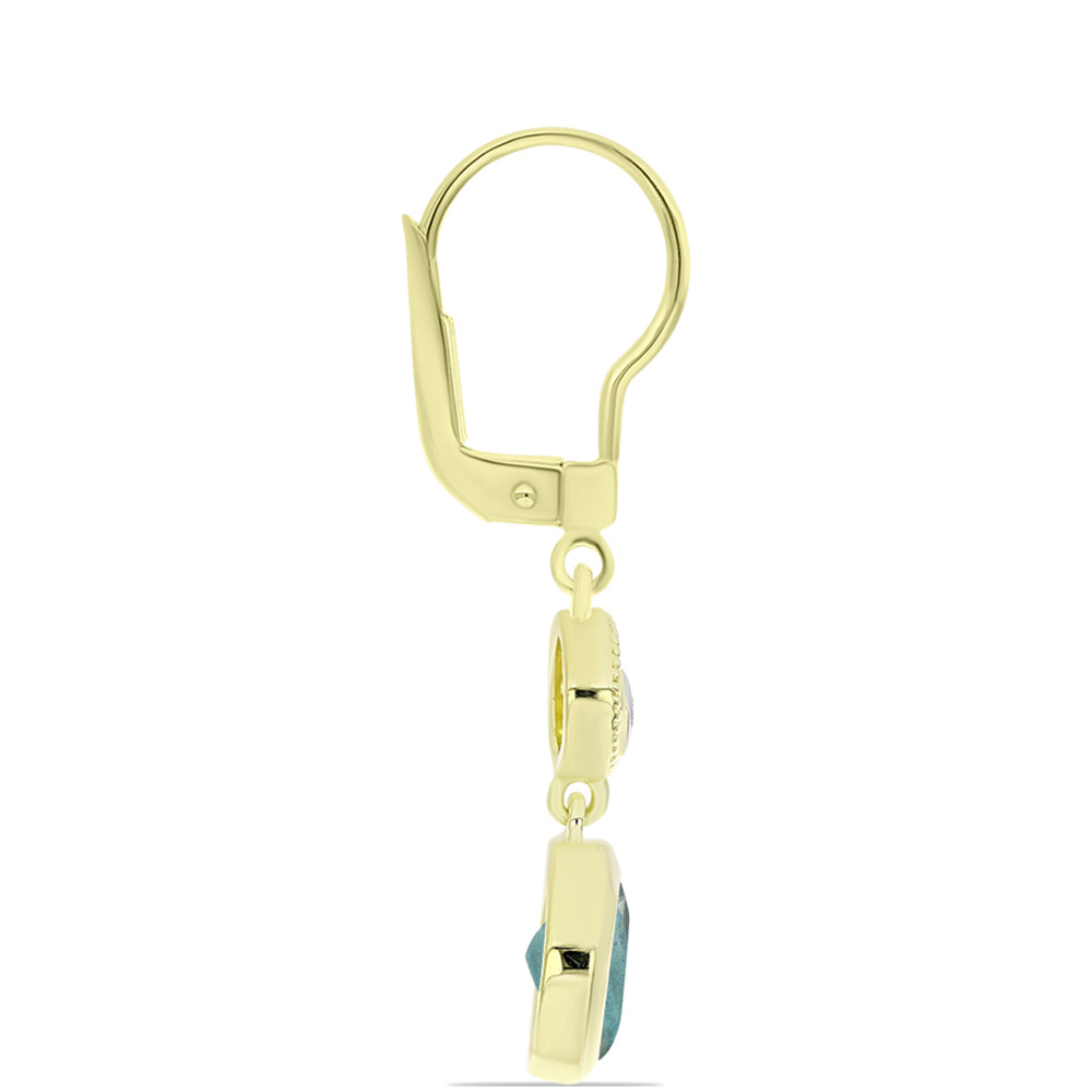 Pozlacené Stříbrné Náušnice s Labradoritem a Bílým Topazem 2 