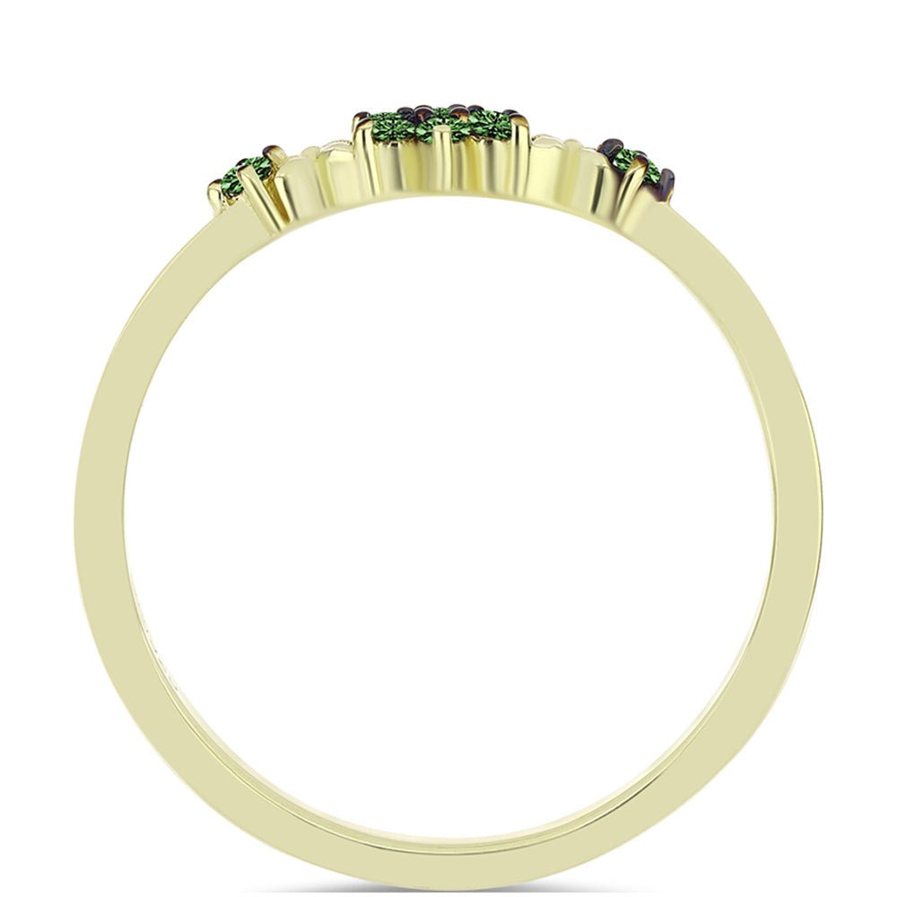 Pozlacené Stříbro 925/1000 - Prsten se Zeleným Diamantem - Karátové číslo: 0.1. přibližná hmotnost: 1.28 gramů 2 