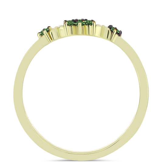 Pozlacené Stříbro 925/1000 - Prsten se Zeleným Diamantem - Karátové číslo: 0.1. přibližná hmotnost: 1.28 gramů