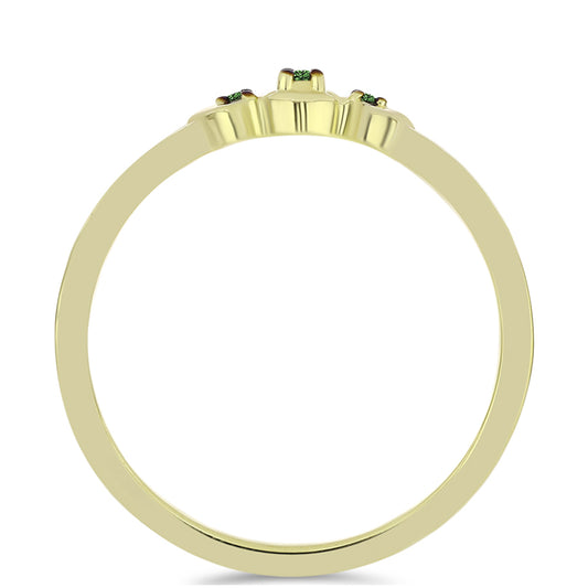 Pozlacené stříbro 925/1000 Prsten se Zeleným Diamantem - Karátové číslo: 0.03. přibližná hmotnost: 1.38 gramů