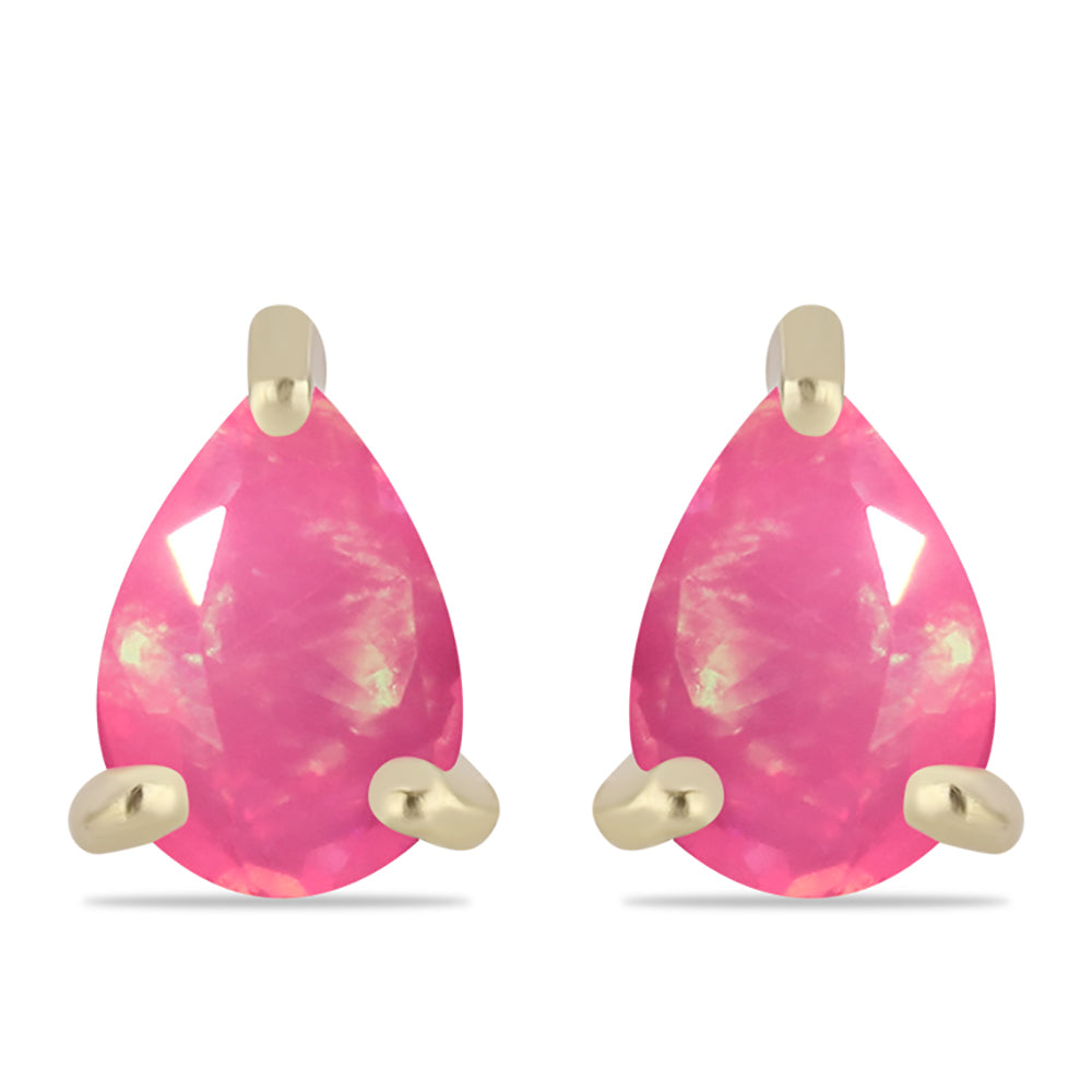 Pozlacené Stříbro 925/1000 - Náušnice s Růžovým Etiopským Opálem z Lega Dembi - Karátové číslo: 0.47. přibližná hmotnost: 1.03 gramů