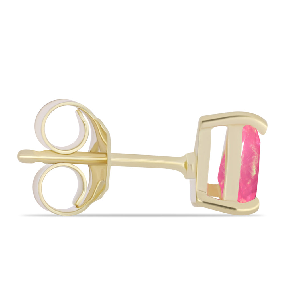 Pozlacené Stříbro 925/1000 - Náušnice s Růžovým Etiopským Opálem z Lega Dembi - Karátové číslo: 0.47. přibližná hmotnost: 1.03 gramů 2 