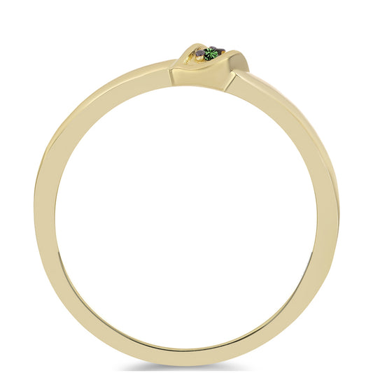 Pozlacené Stříbro 925/1000 - Prsten se Zeleným Diamantem - Karátové číslo: 0.02. přibližná hmotnost: 1.73 gramů