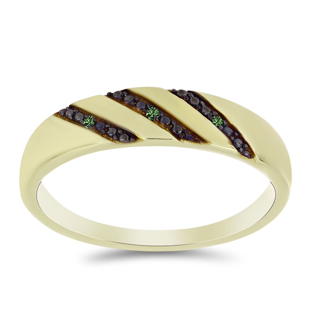 Pozlacené Stříbro 925/1000 - Prsten se Zeleným Diamantem - Karátové číslo: 0.02. přibližná hmotnost: 2.97 gramů 3 