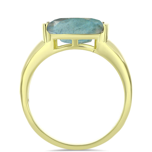 Pozlacené stříbro 925/1000 Prsten s Labradoritem - Karátové číslo: 3.35. přibližná hmotnost: 3.98 gramů