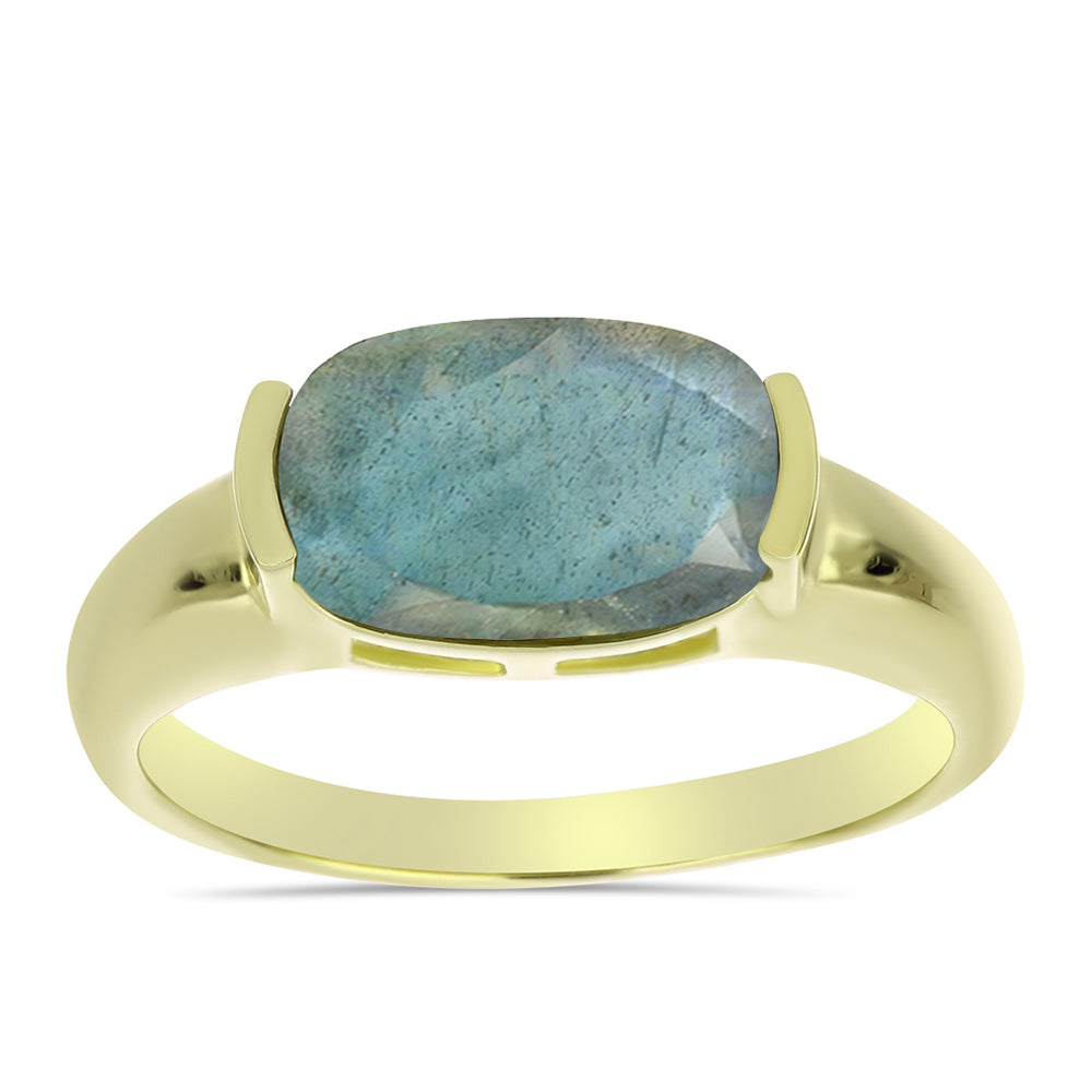 Pozlacené stříbro 925/1000 Prsten s Labradoritem - Karátové číslo: 3.35. přibližná hmotnost: 3.98 gramů 3 