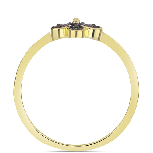 Pozlacené Stříbro 925/1000 - Prsten se Zeleným Diamantem - Karátové číslo: 0.02. přibližná hmotnost: 1.8 gramů