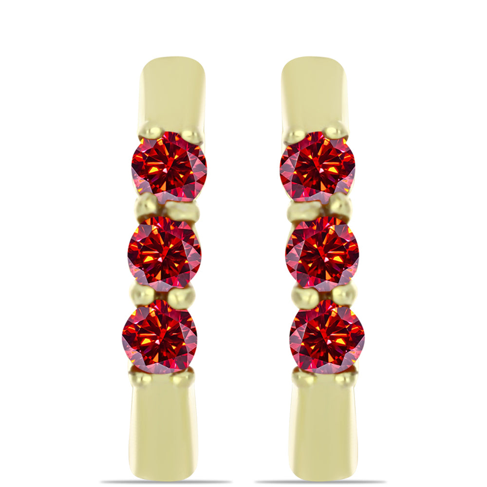 Pozlacené stříbro 925/1000 Náušnice s Majestátním červeným moissanitem - Karátové číslo: 0.62. přibližná hmotnost: 4.54 gramů 1 